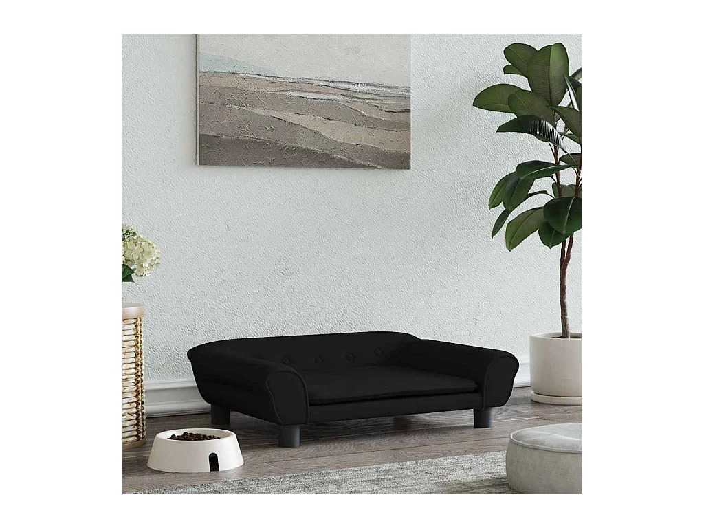 Cuccia per cani nera 70x48x22 cm in velluto