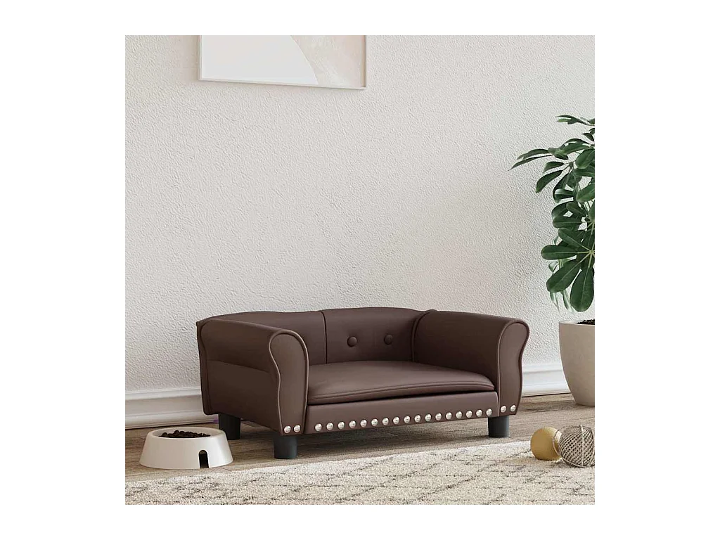 Lit pour chien marron 70x45x30 cm similicuir