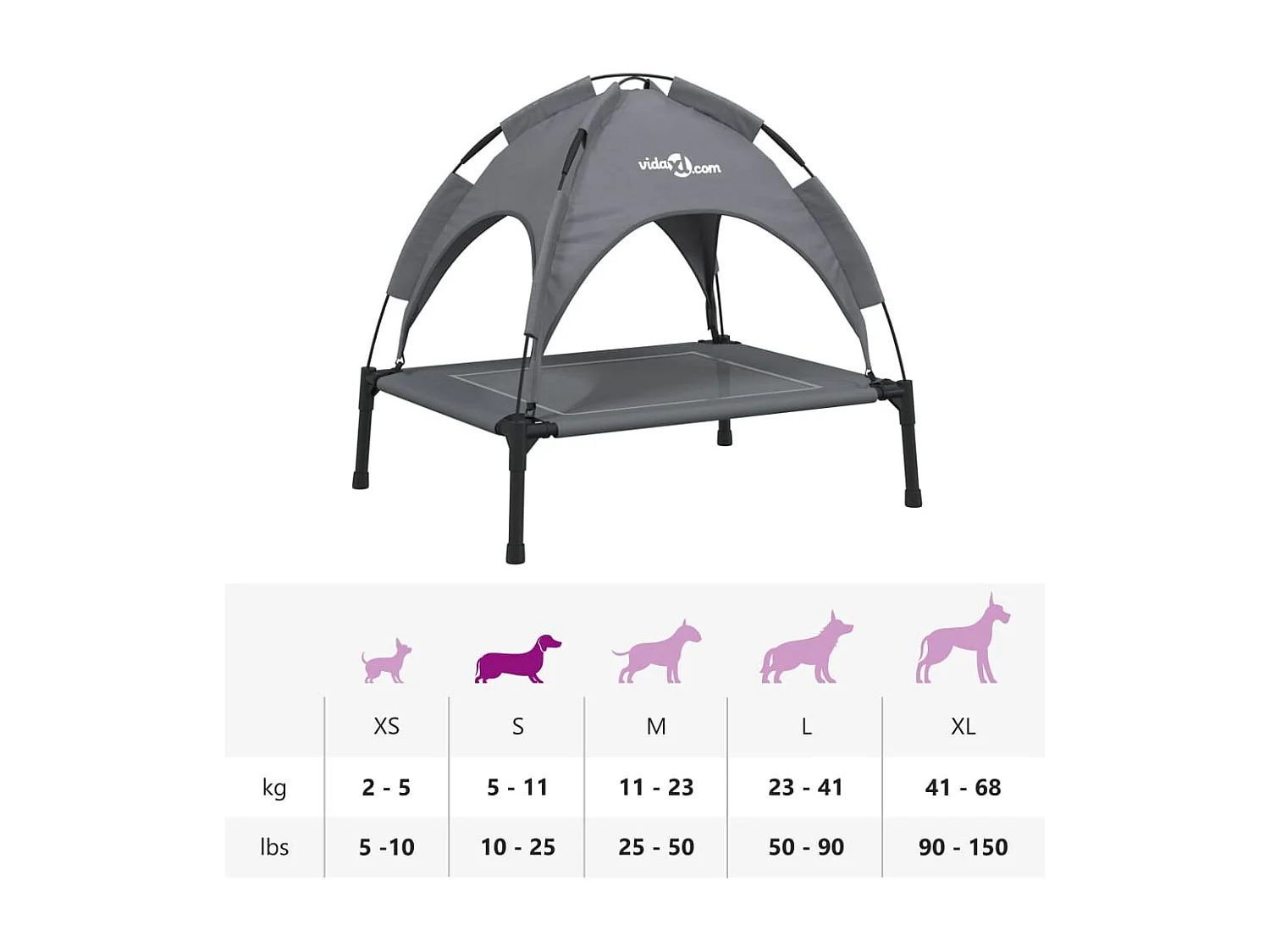 Lit pour chien avec auvent anthracite tissu Oxford et acier