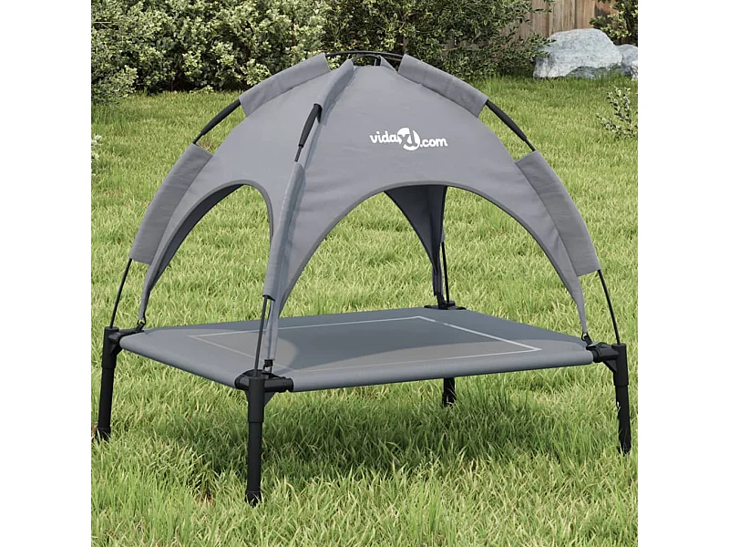 Lit pour chien avec auvent anthracite tissu Oxford et acier