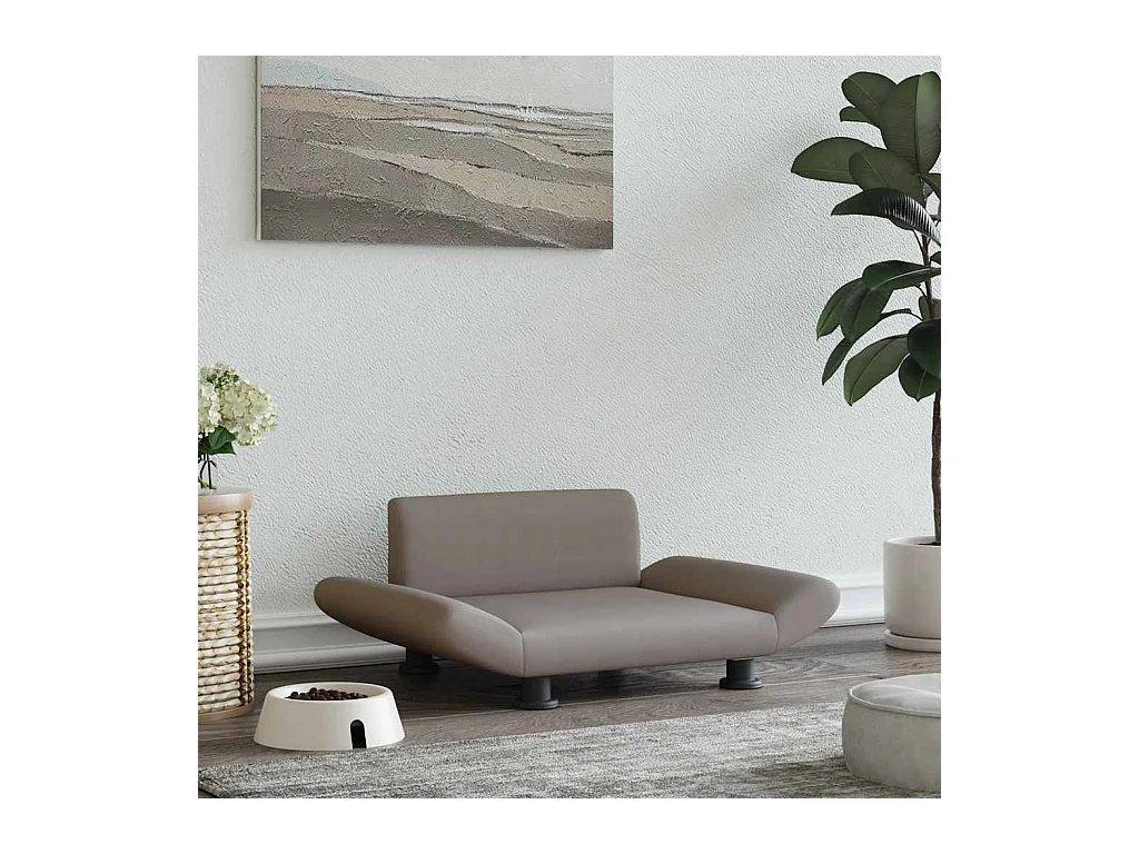 Lit pour chien taupe 70x45x28 cm tissu