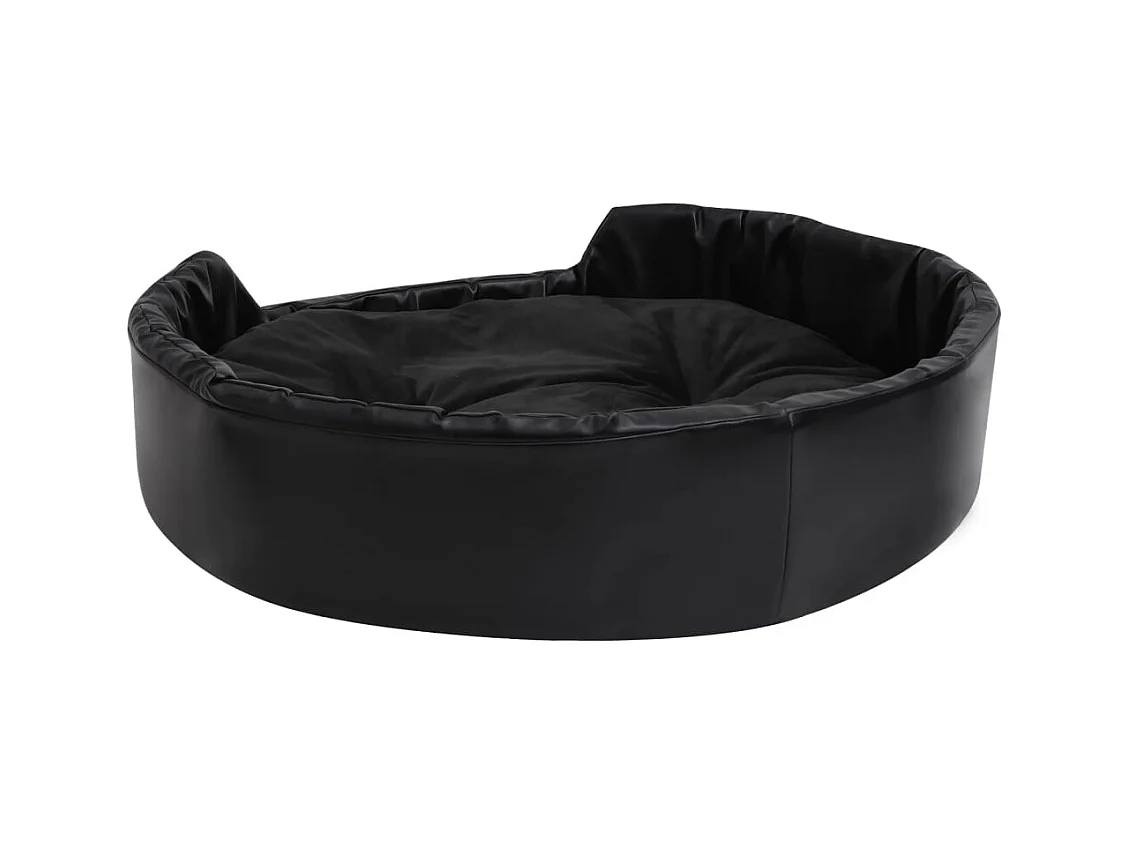 Cama para perro negra 90x79x20 cm de felpa y piel sintética