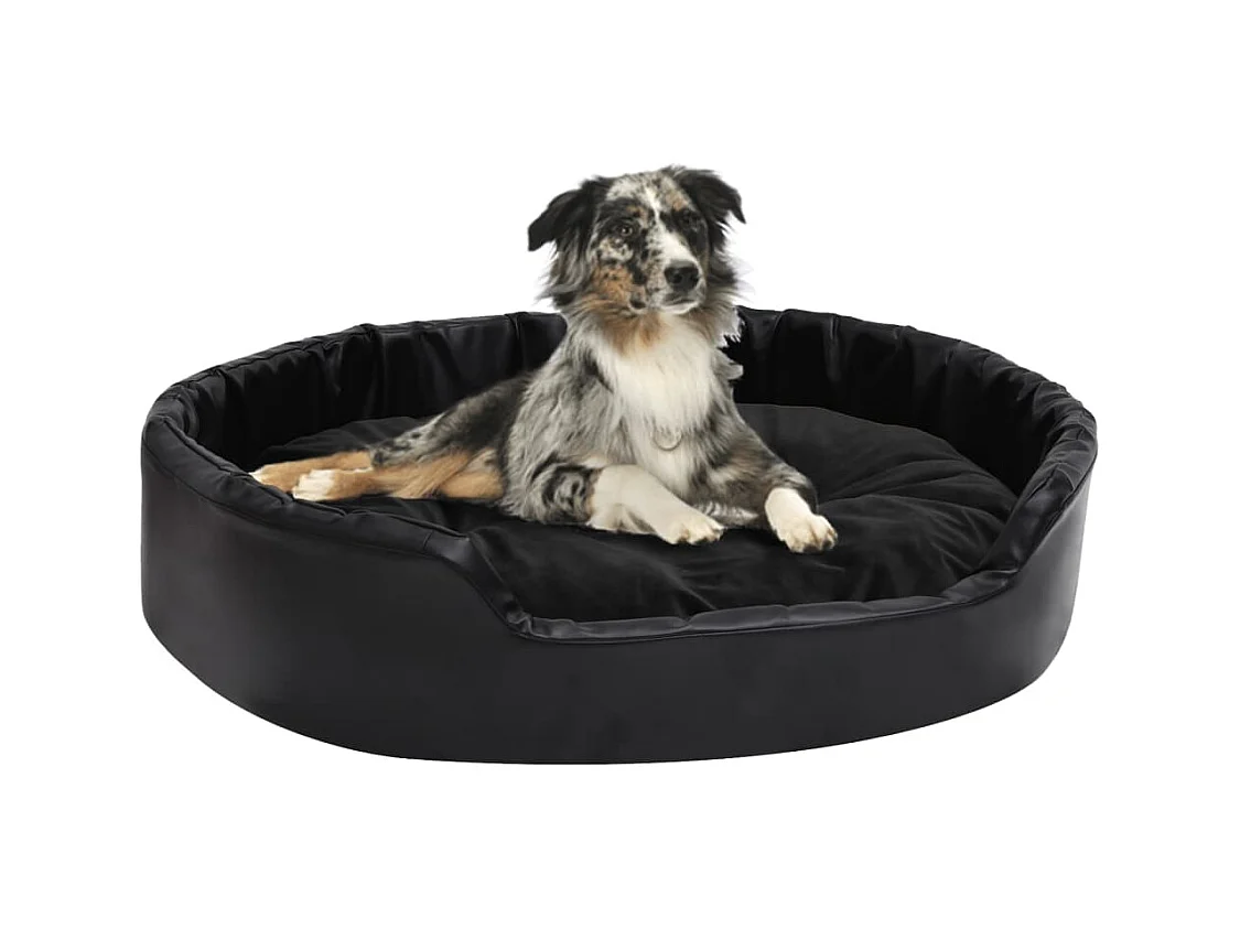 Lit pour chiens Noir 90x79x20 cm Peluche et similicuir