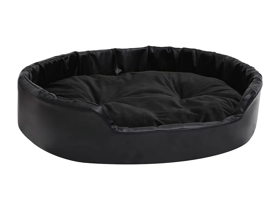 Lit pour chiens Noir 90x79x20 cm Peluche et similicuir