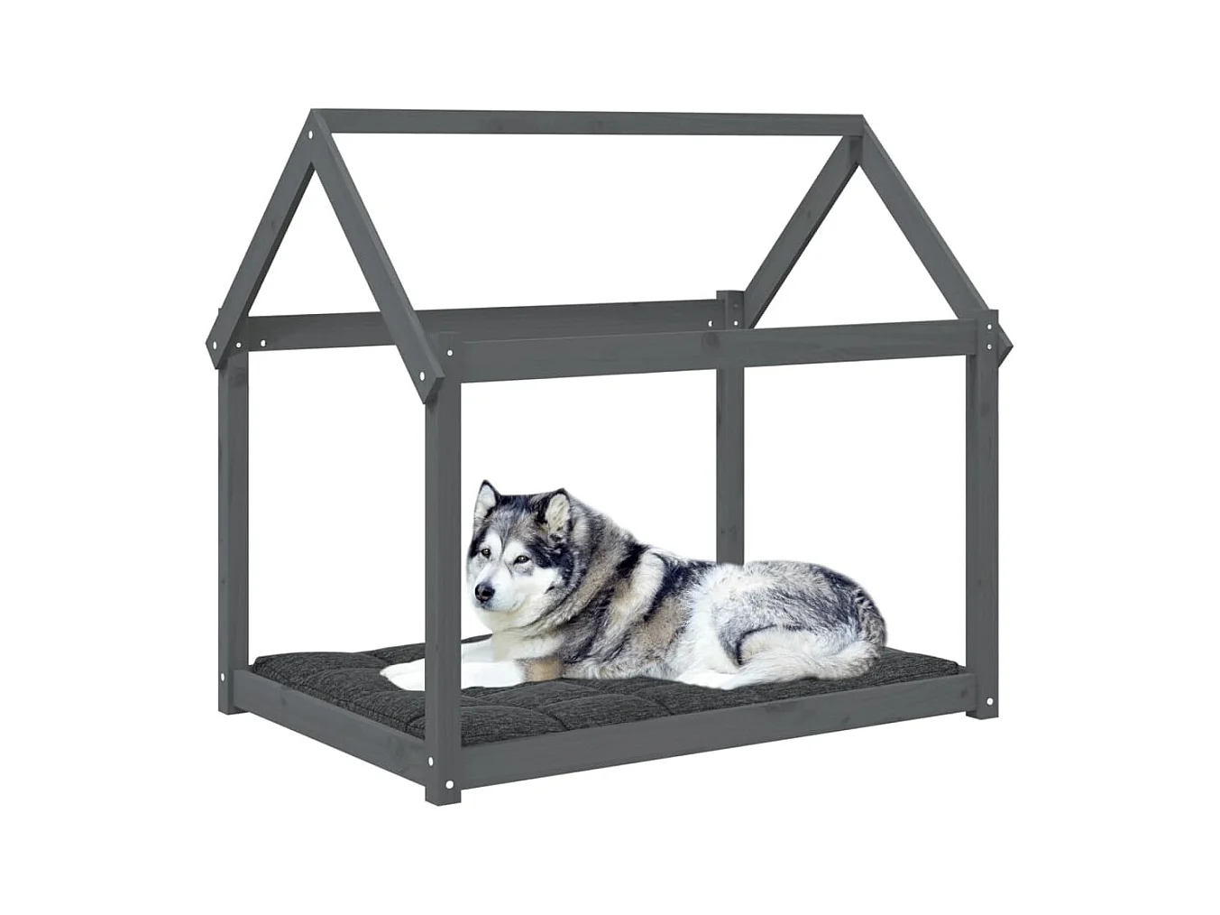 Lit pour chien Gris 111x80x100 cm Bois de pin solide