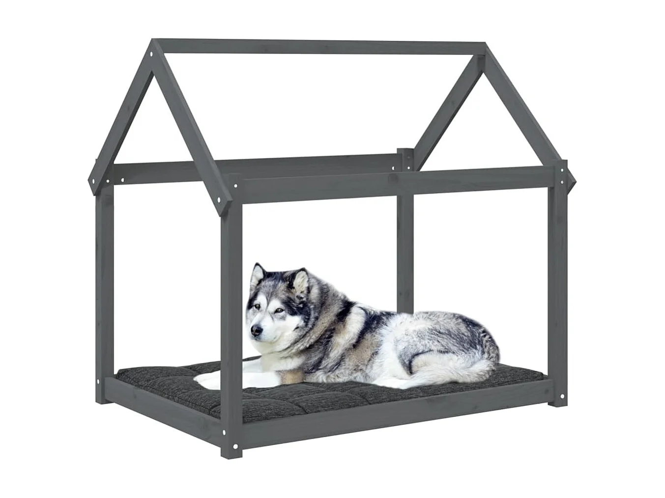 Lit pour chien Gris 111x80x100 cm Bois de pin solide