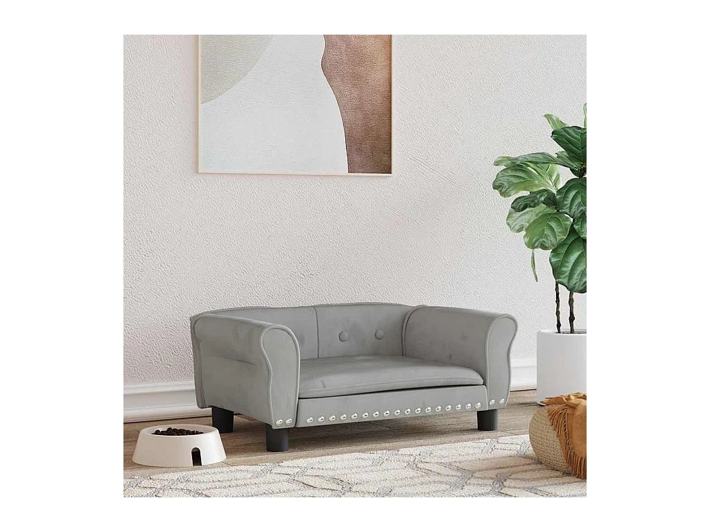 Cama para perros de terciopelo gris claro 70x45x30 cm