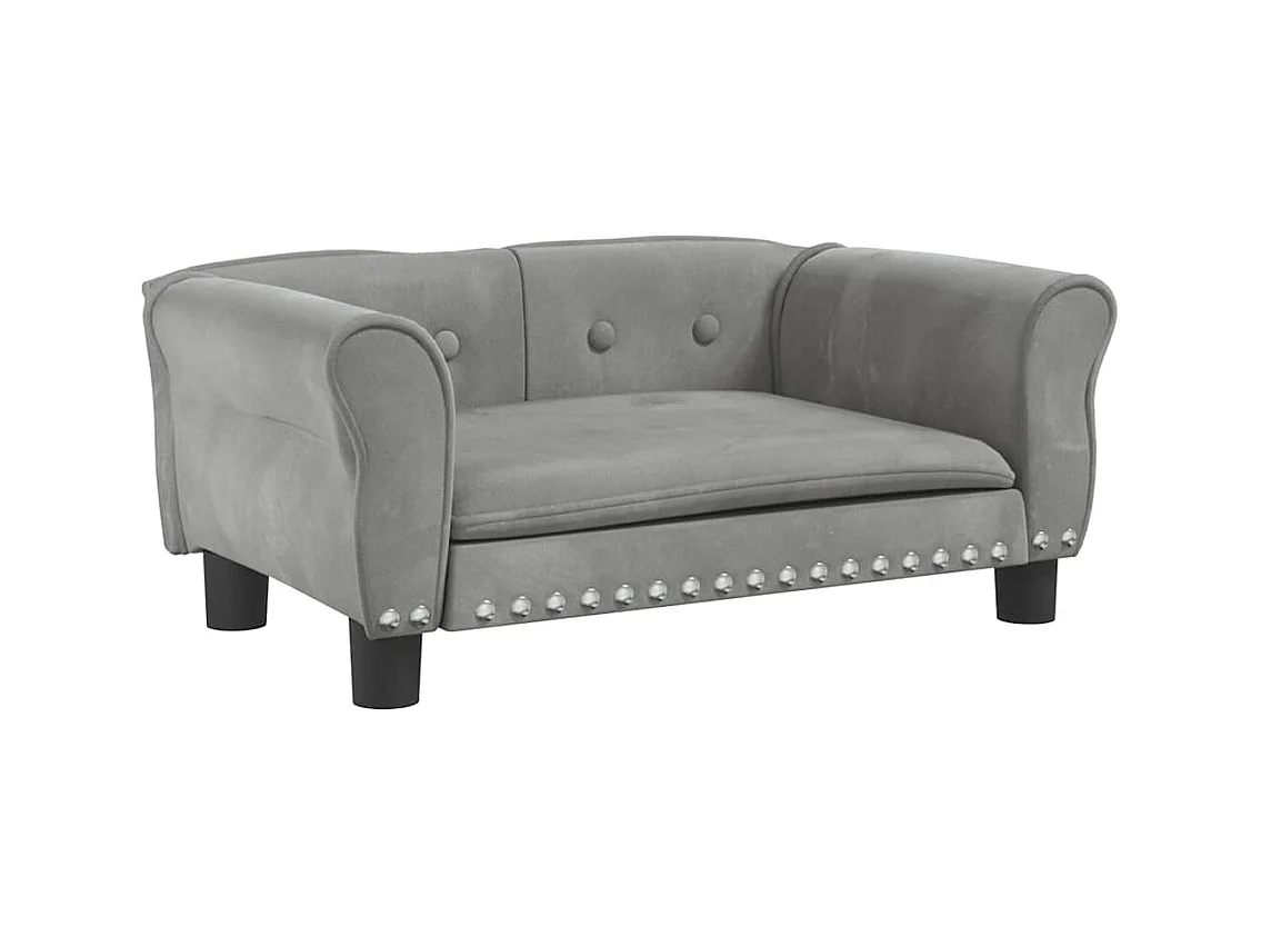 Cama para perros de terciopelo gris claro 70x45x30 cm