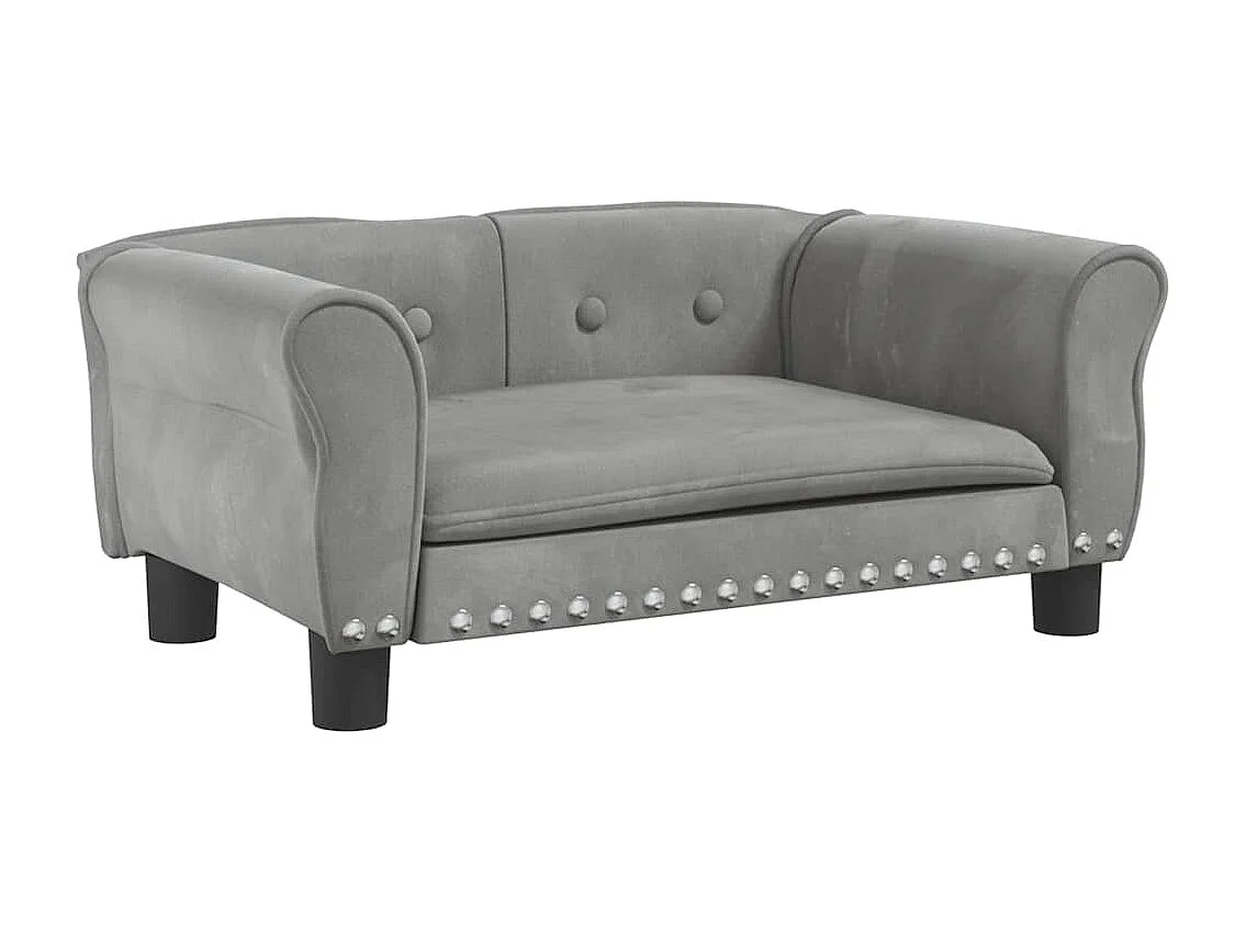 Lit pour chien gris clair 70x45x30 cm velours