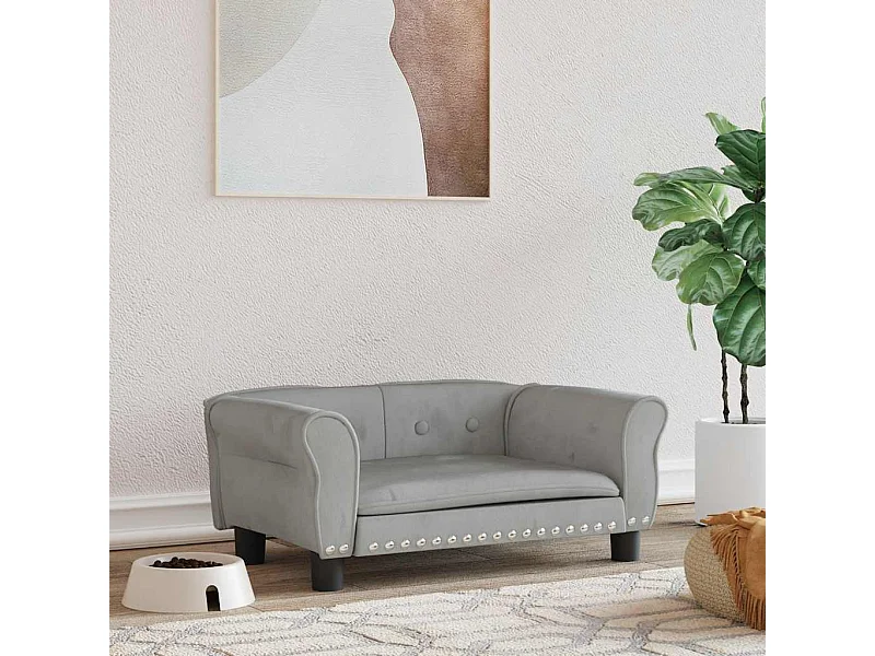 Lit pour chien gris clair 70x45x30 cm velours