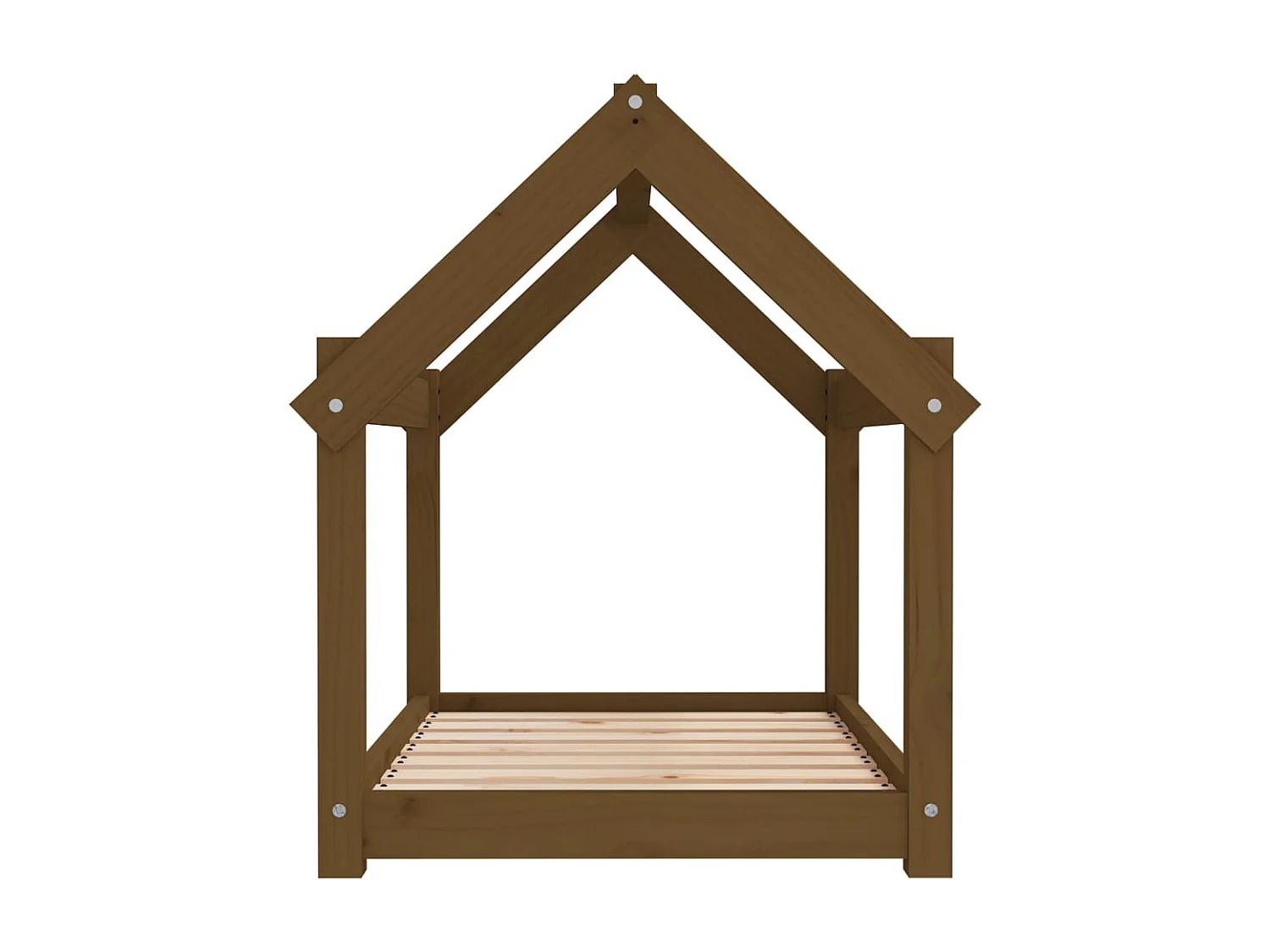 Cama para perro color marrón miel 81x60x70 cm madera maciza de pino