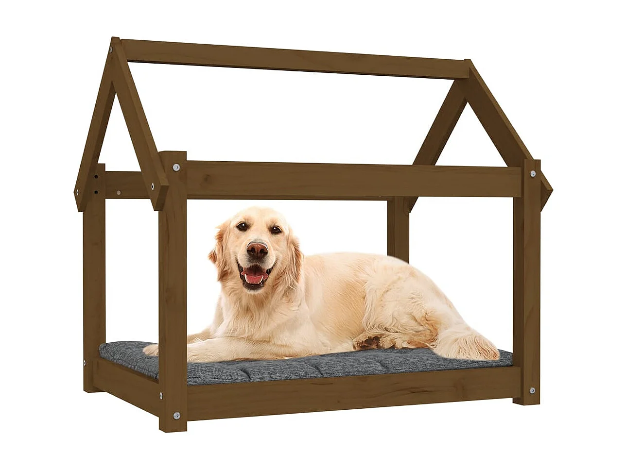 Lit pour chien Marron miel 81x60x70 cm Bois de pin solide