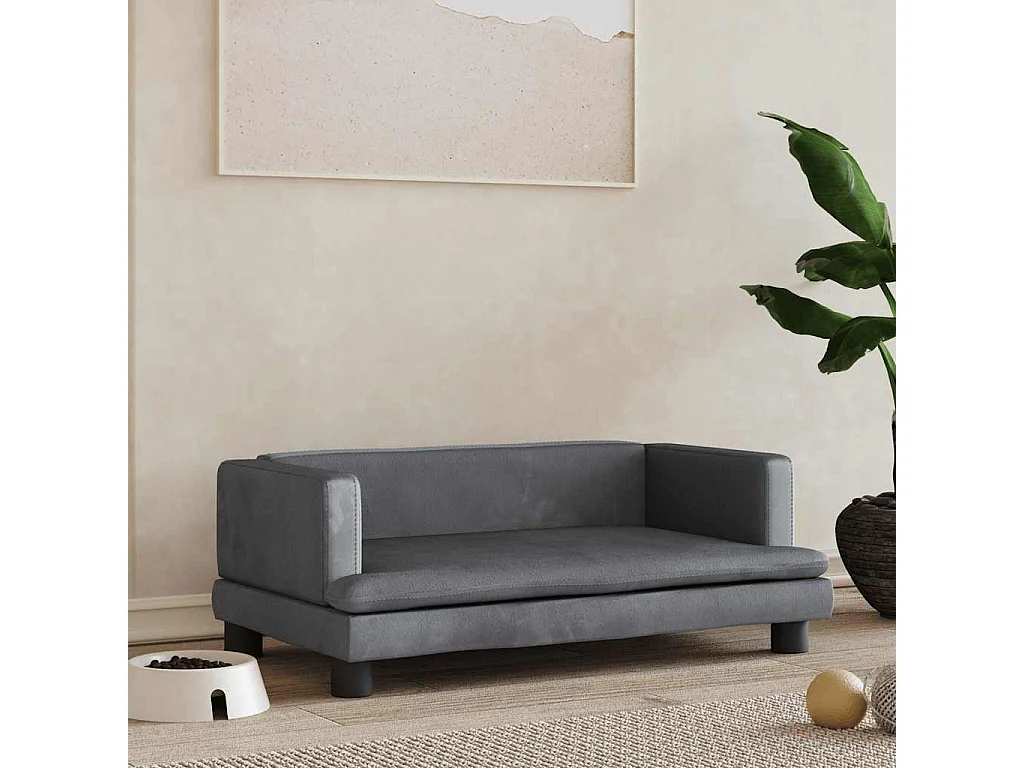 Lit pour chien gris foncé 80x45x30 cm velours