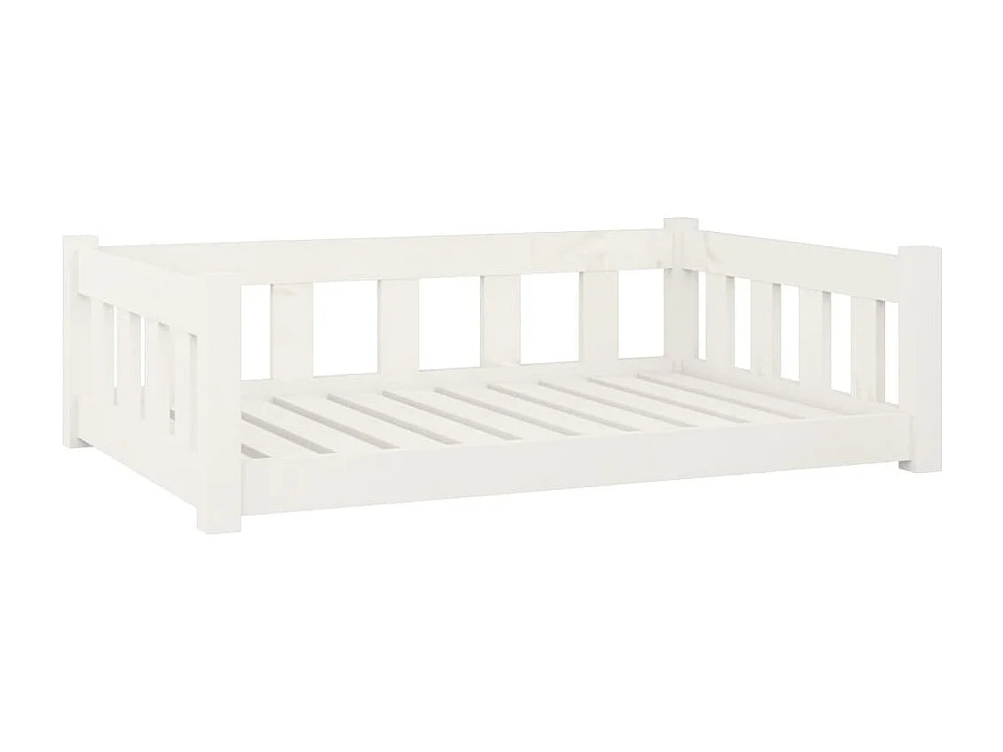 Lit pour chien blanc 95,5x65,5x28 cm bois de pin solide