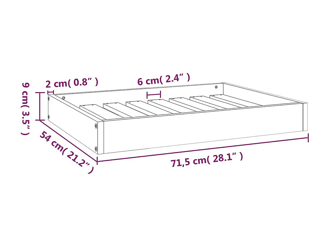 Lit pour chien 71,5x54x9 cm Bois de pin solide