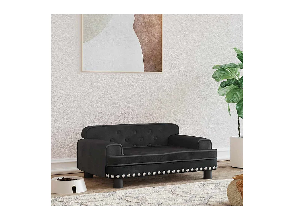 Lit pour chien noir 70x45x30 cm velours