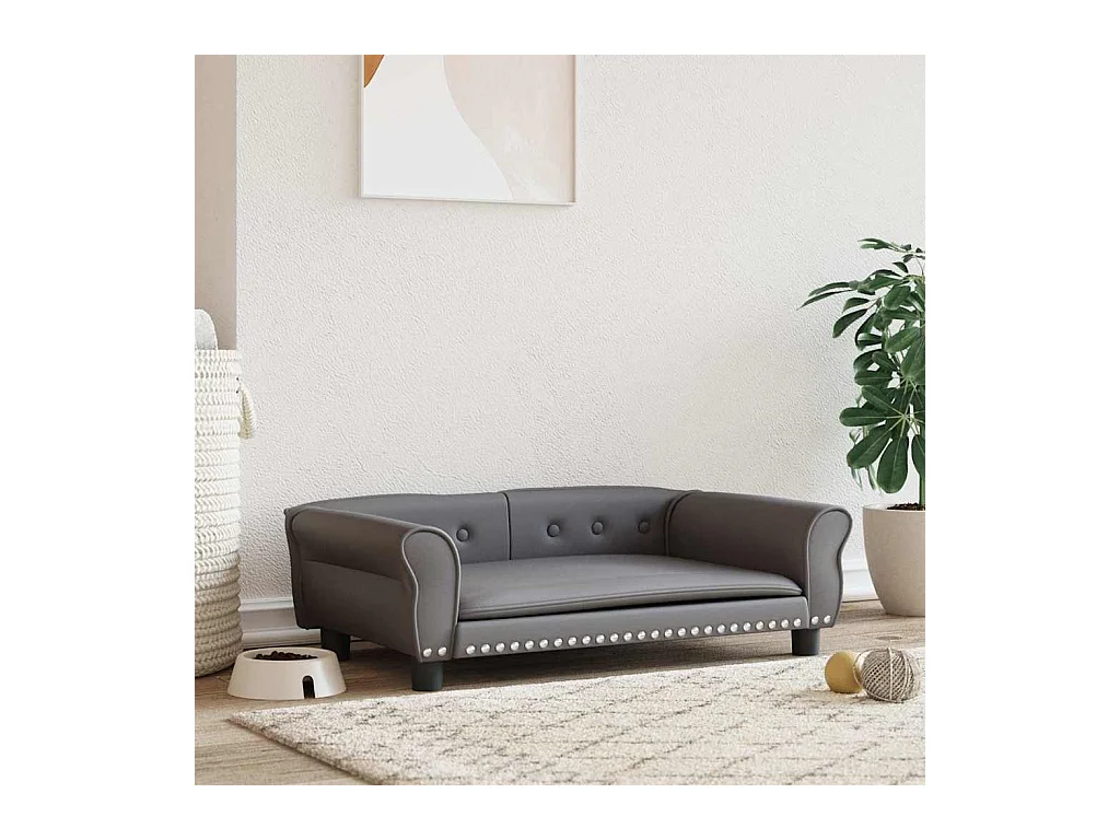 Lit pour chien gris 95x55x30 cm similicuir