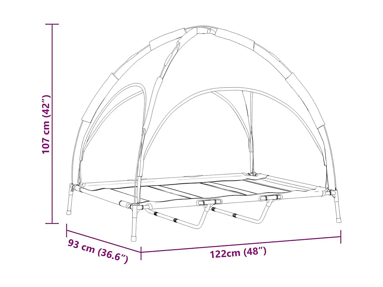 Cama para perros XL de acero gris plateado