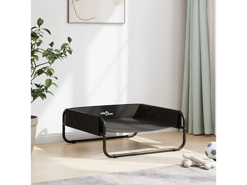 Lit surélevé pour chien anthracite tissu Oxford et acier