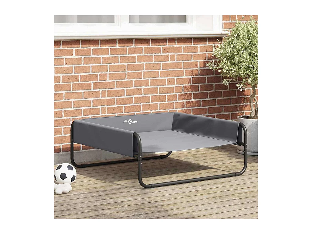 Lit pour Chien Gris clair l Tissu Oxford et Acier