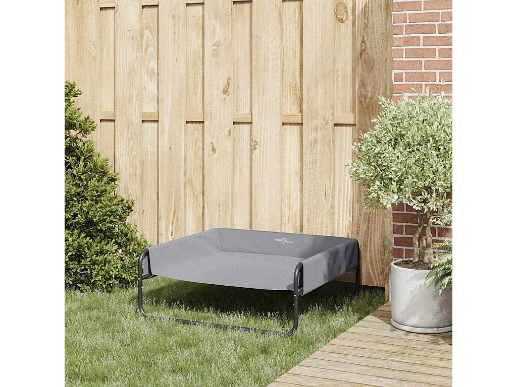 Lit pour Chien Gris clair l Tissu Oxford et Acier