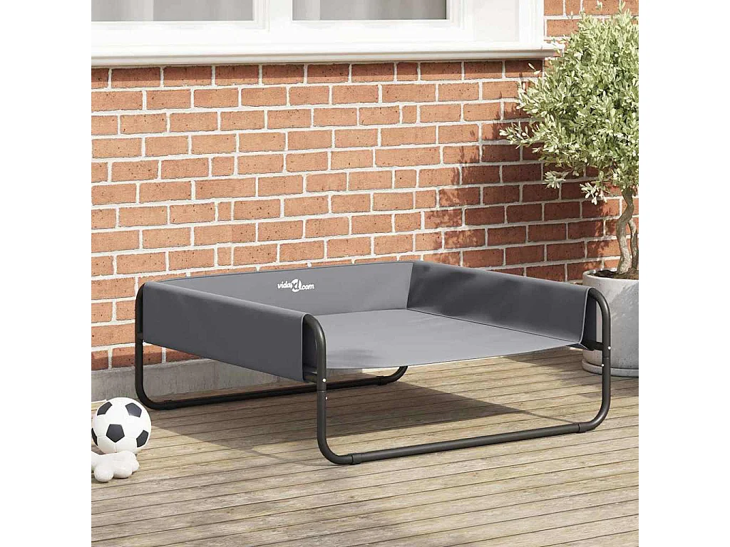 Lit pour Chien Gris clair l Tissu Oxford et Acier