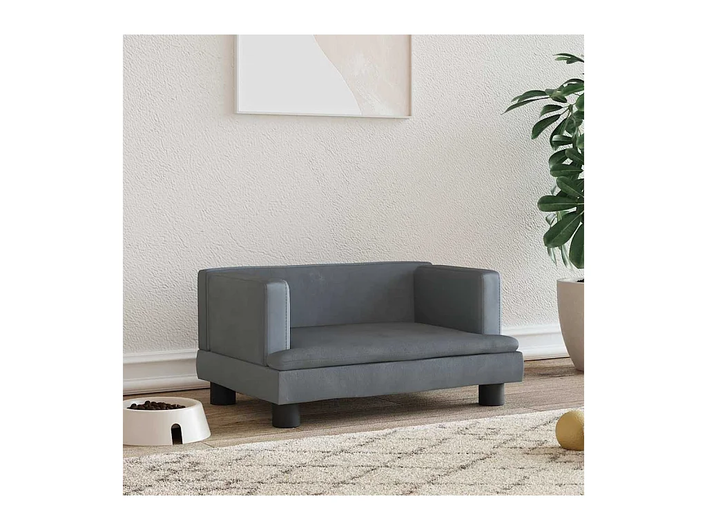 Donkergrijs hondenbed 60x40x30 cm fluweel
