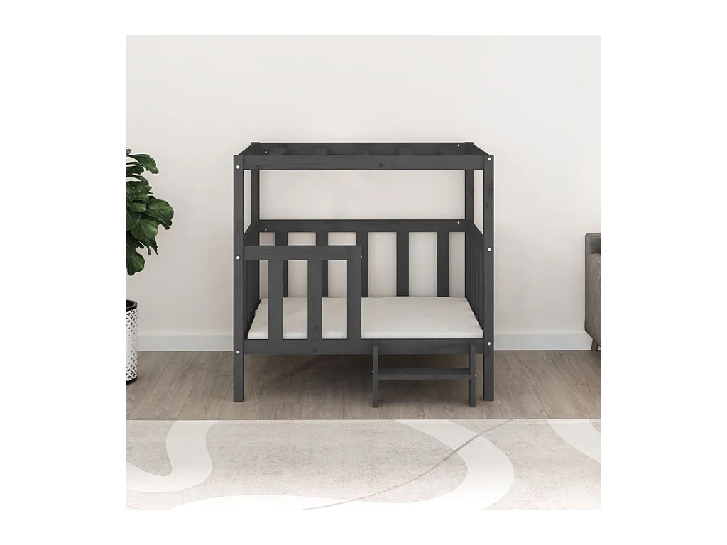 Lit pour chien Gris 105,5x83,5x100 cm Bois de pin solide