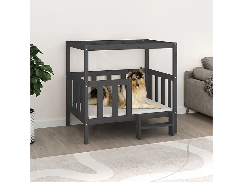 Lit pour chien Gris 105,5x83,5x100 cm Bois de pin solide