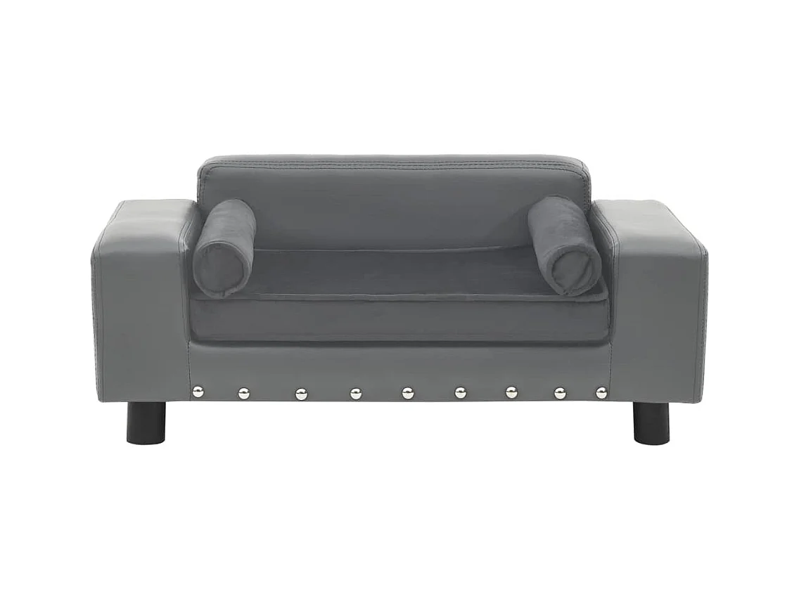 Sofá para perro gris 81x43x31 cm de felpa y piel sintética