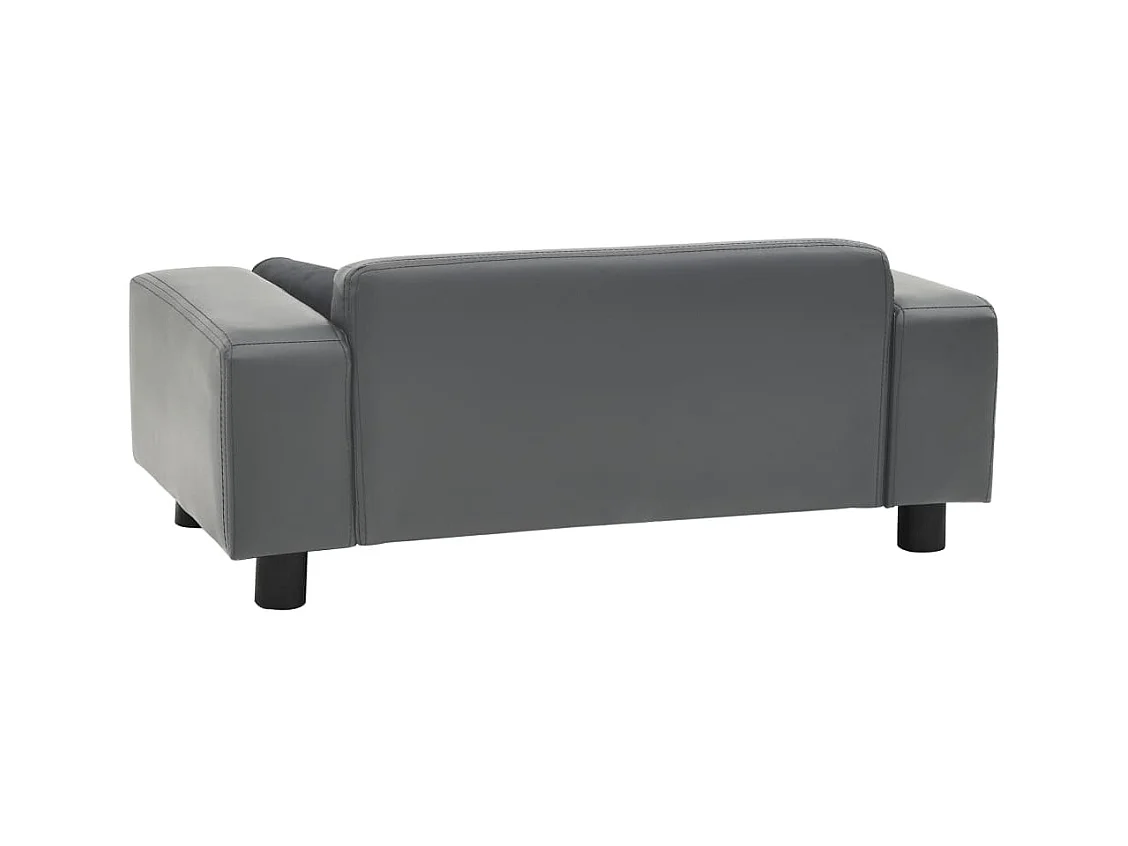 Sofá para perro gris 81x43x31 cm de felpa y piel sintética