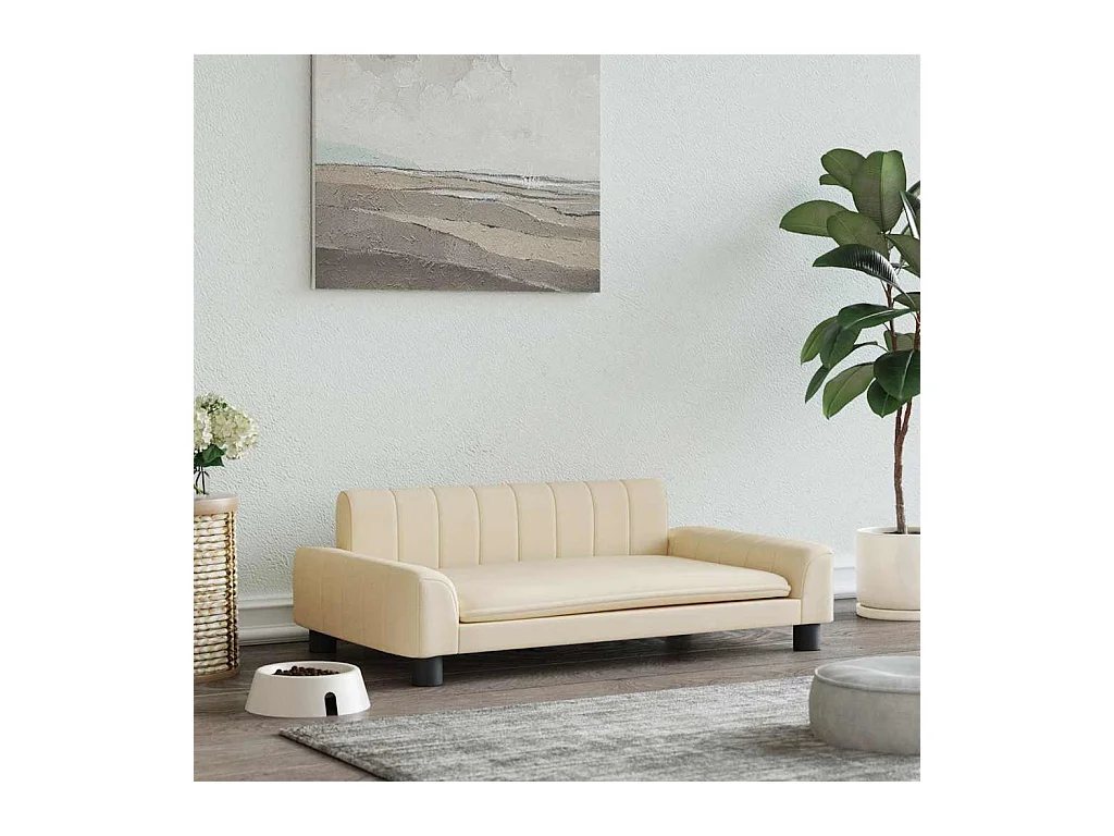 Lit pour chien crème 90x53x30 cm tissu