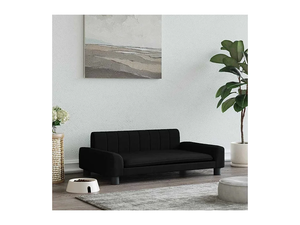 Cama para perro negra de tela 90x53x30 cm