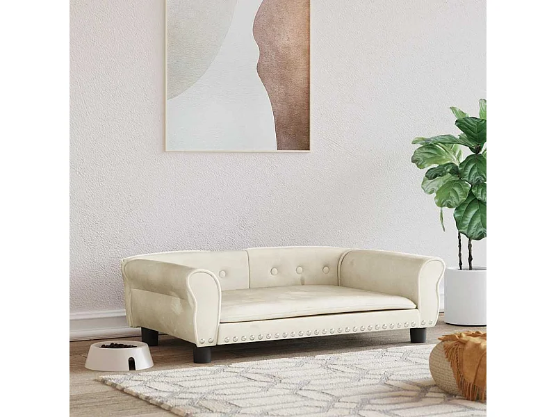 Lit pour chien crème 95x55x30 cm velours