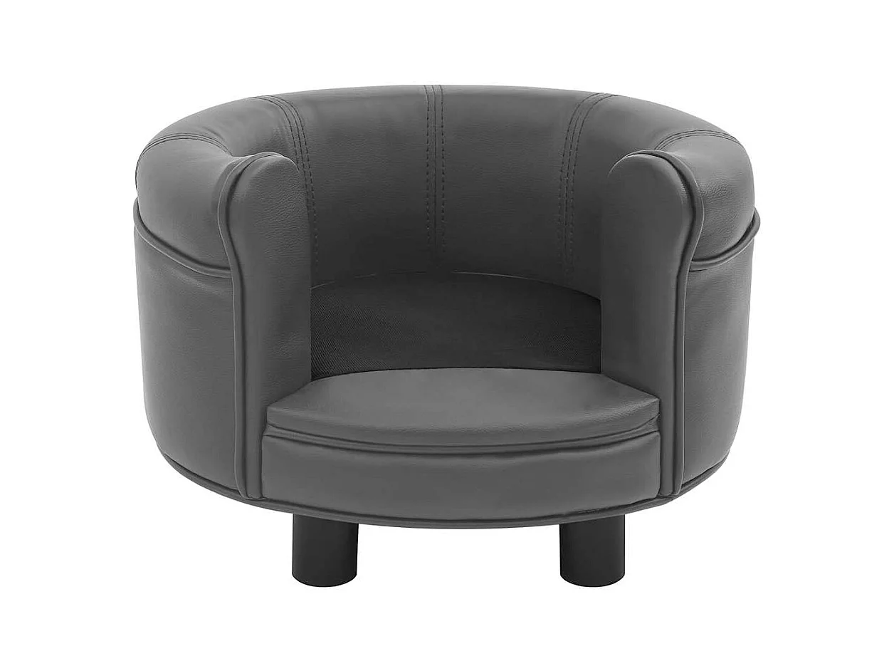 Sofá para perro gris 48x48x32 cm de felpa y piel sintética