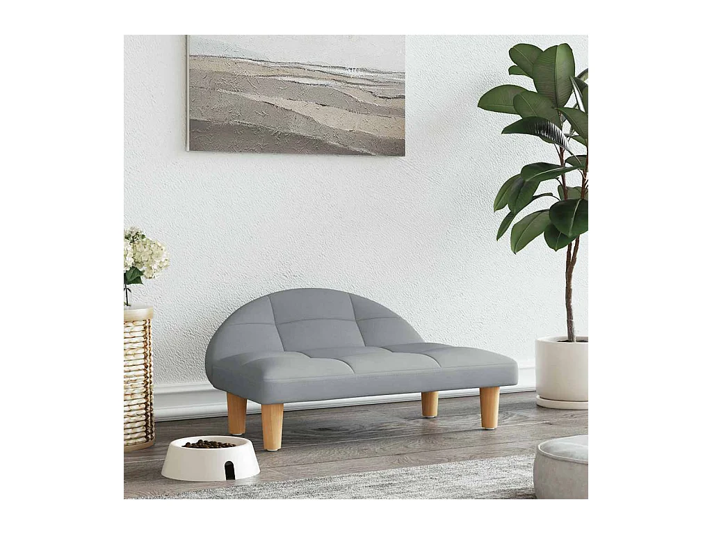 Lit pour chien gris clair 70x52x30 cm tissu