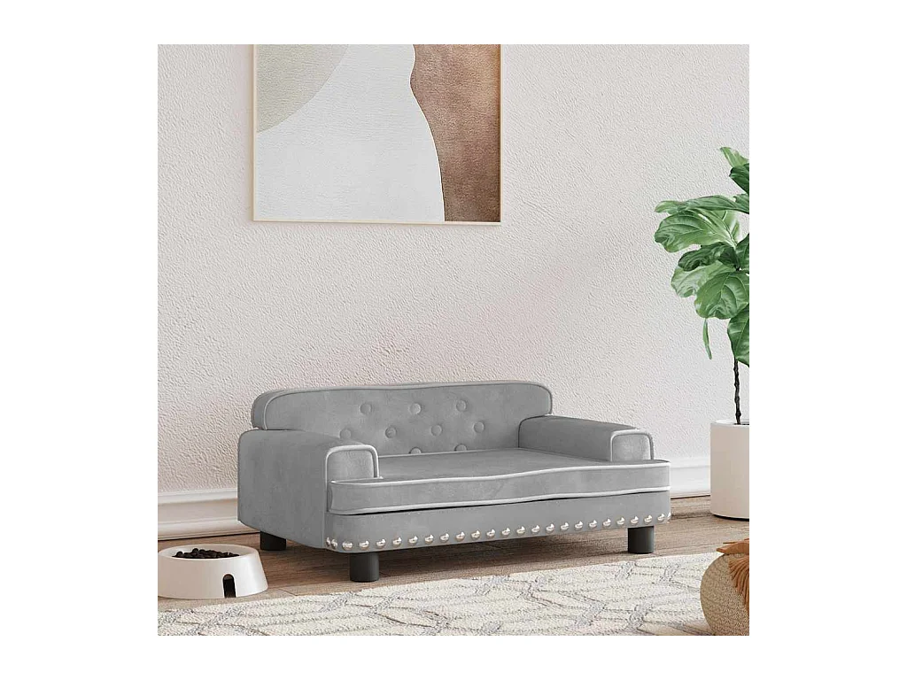 Lit pour chien gris clair 70x45x30 cm velours