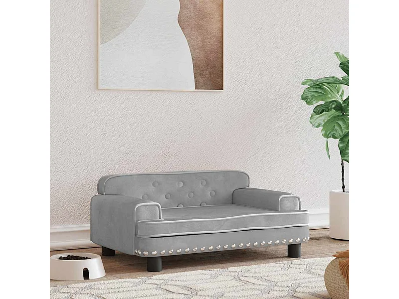 Lit pour chien gris clair 70x45x30 cm velours