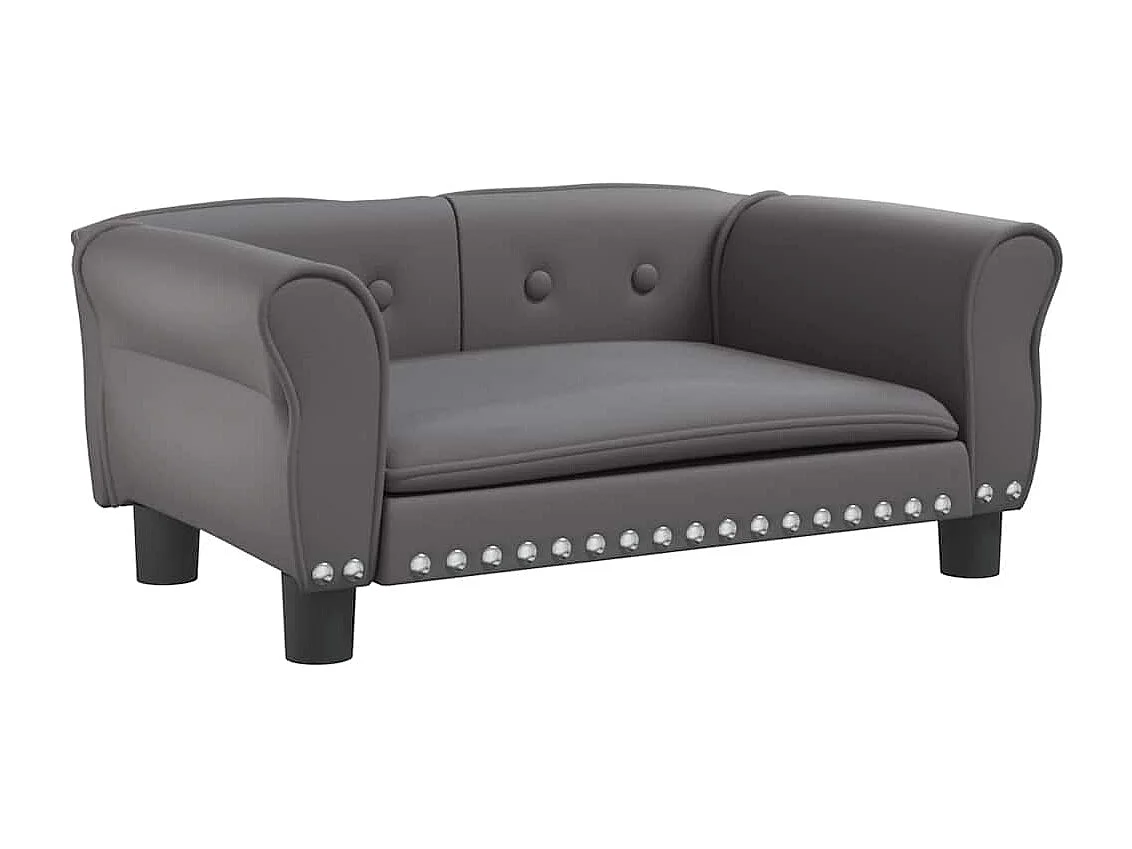 Lit pour chien gris 70x45x30 cm similicuir