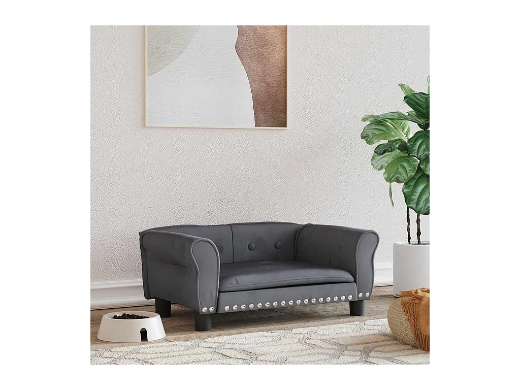Lit pour chien gris foncé 70x45x30 cm velours