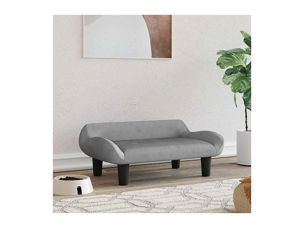 Lit pour chien gris clair 70x40x24 cm velours