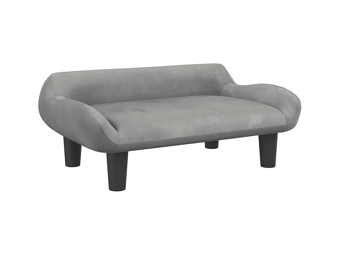 Lit pour chien gris clair 70x40x24 cm velours