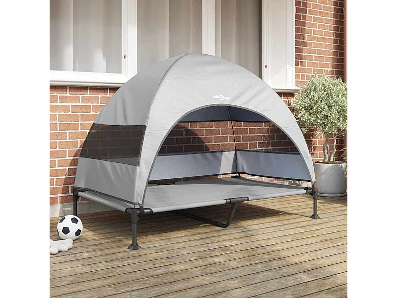 Cama elevada para perros gris plata 127 x 81 x 108 cm