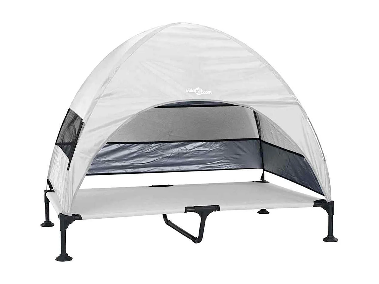 Cama elevada para perros gris plata 127 x 81 x 108 cm