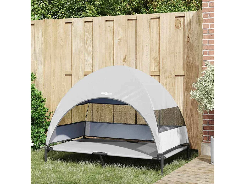 Cama elevada para perros gris plata 127 x 81 x 108 cm