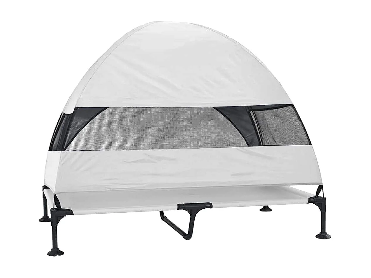 Cama elevada para perros gris plata 127 x 81 x 108 cm