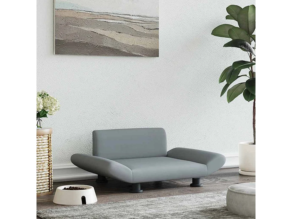 Lit pour chien gris clair 70x45x28 cm tissu