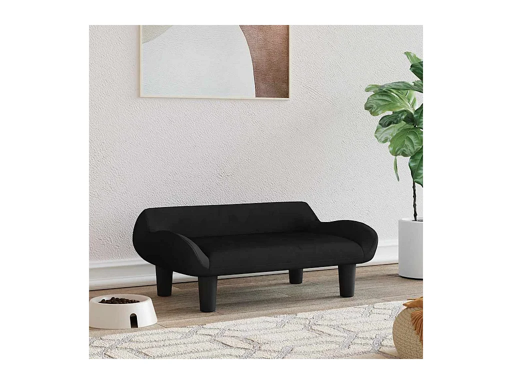 Lit pour chien noir 70x40x24 cm velours