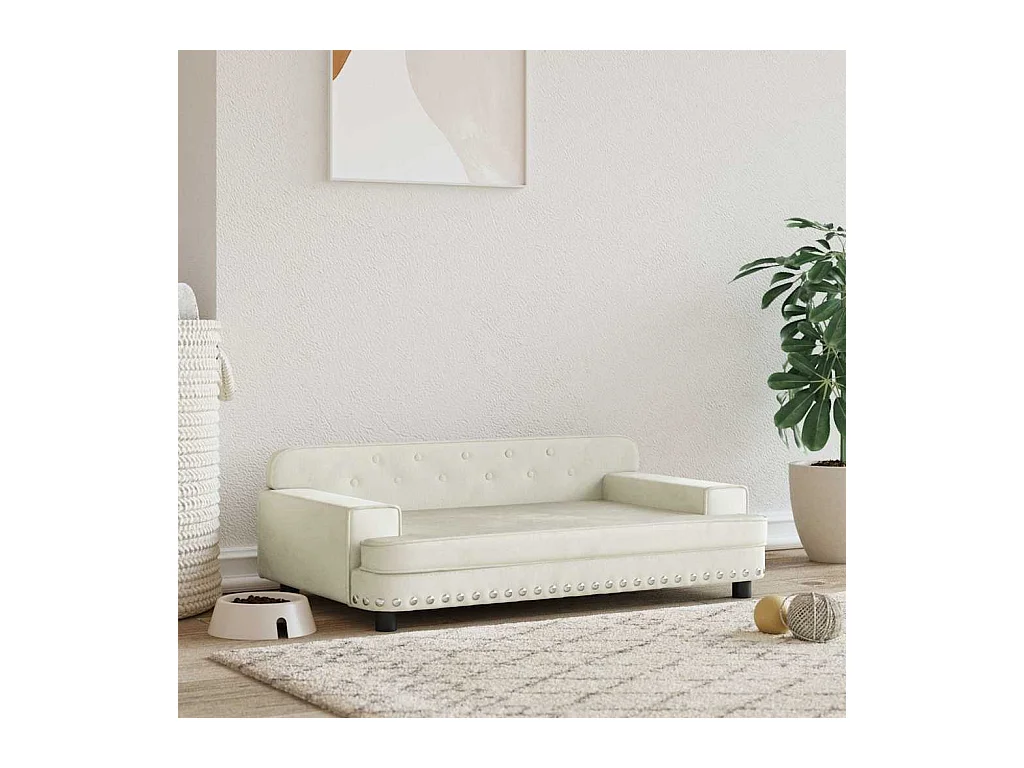 Lit pour chien crème 90x53x30 cm velours