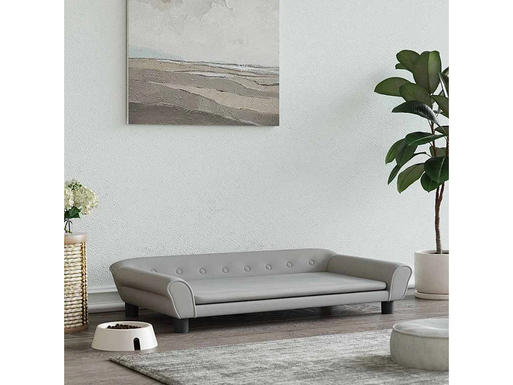 Lit pour chien gris clair 100x50x21 cm velours